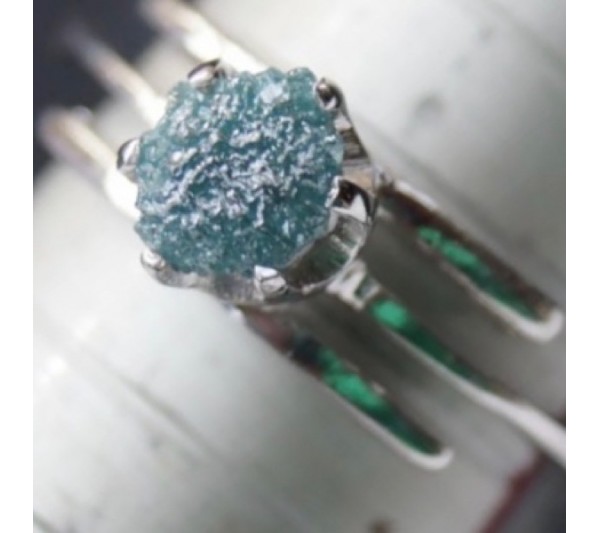 Диамант - 1,12 К необработен син диамант в сребро 925 - пръстен